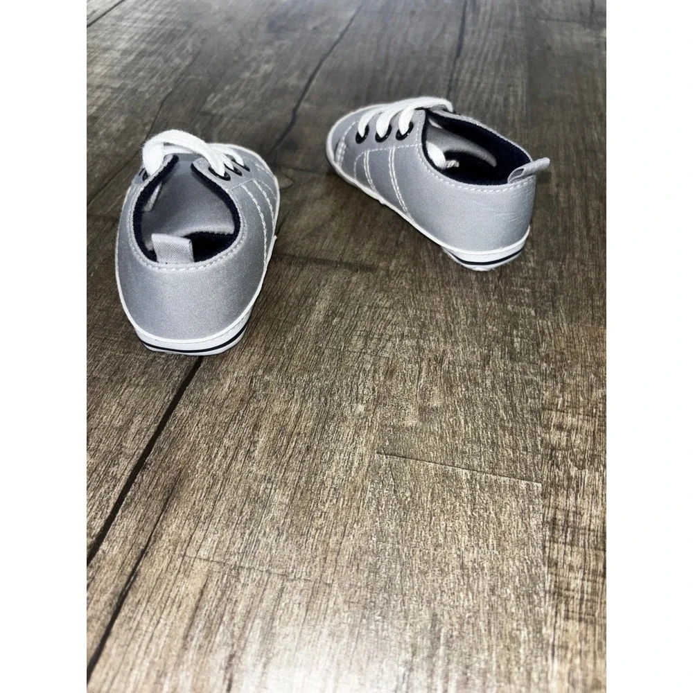Grey Canvas‎ Infant Sneakers Soft Sole Crib Shoes Baby Boys Girls Grey White